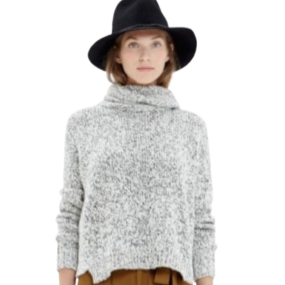 Madewell Sweaters - Madewell Marled Black & Cream Turtleneck Sweater Size S Wool Blend Comfortable